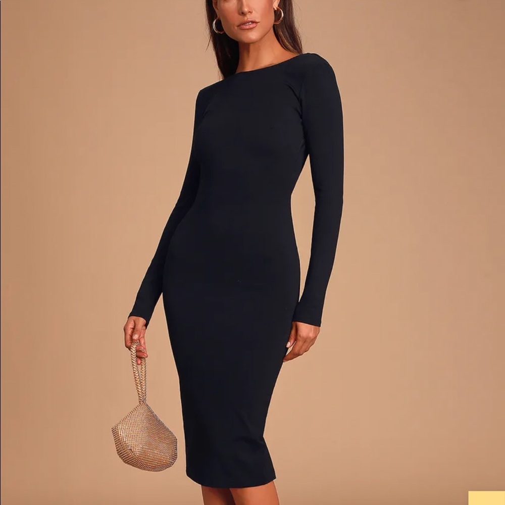 Lulu’s Va Va Voom Black Backless Midi Dress